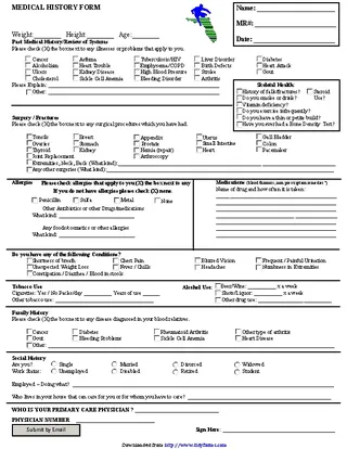 Medical History Form 2