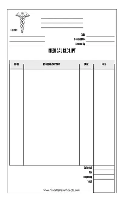 Medical Store Receipt Template