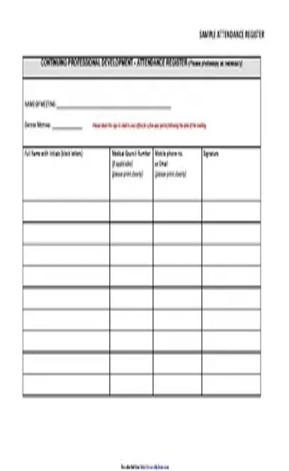 Meeting Attendance Register Template