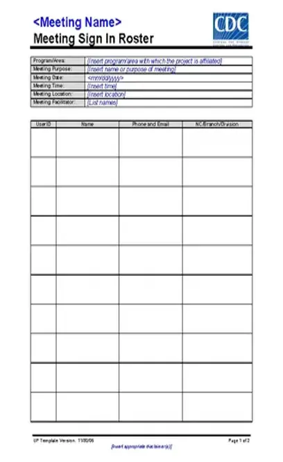 Meeting Attendance Roster Template