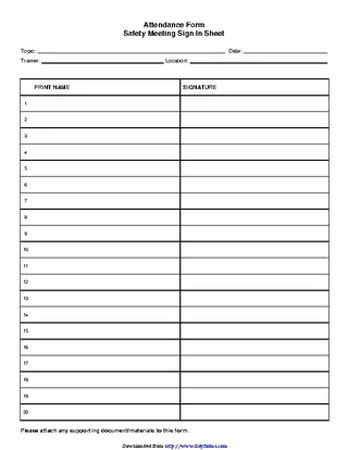 Meeting Attendance Sheet