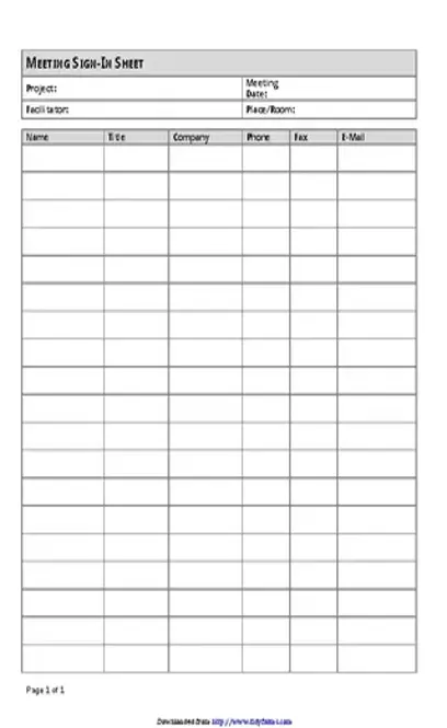 Meeting Sign In Sheet Template