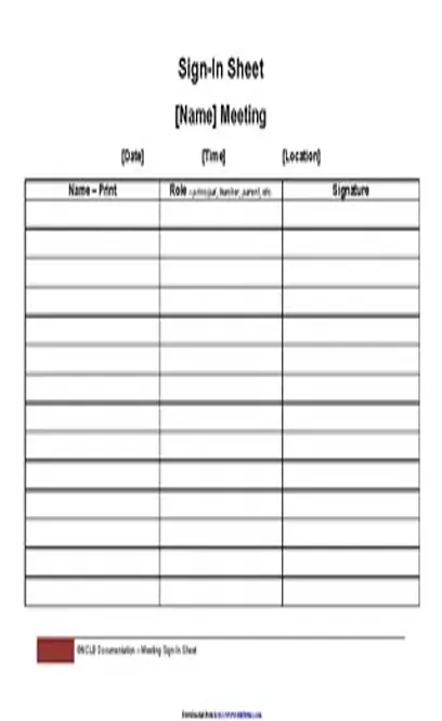 Meeting Sign In Sheet