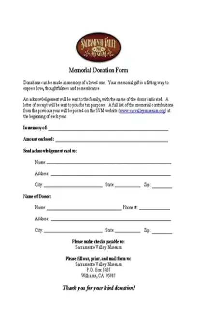 Memorial Donation Certificate Template