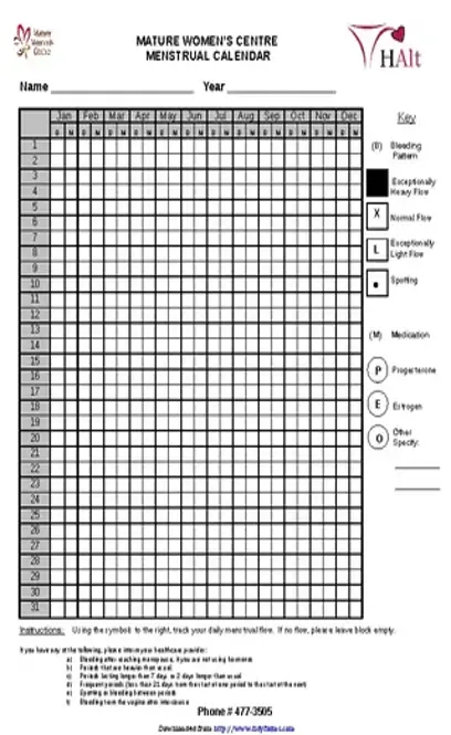 Menstrual Calendar 2