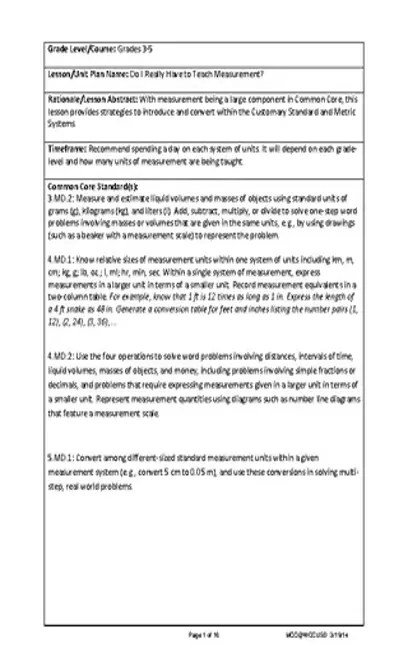 Metric Measurement Conversion Chart For Kid