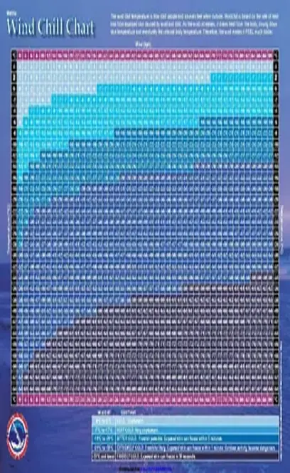 Metric Wind Chill Chart