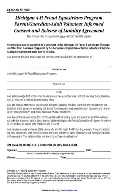 Michigan Liability Release Form 2