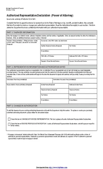 Michigan Tax Power Of Attorney Form