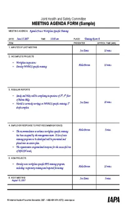 Microsoft Meeting Agenda Form