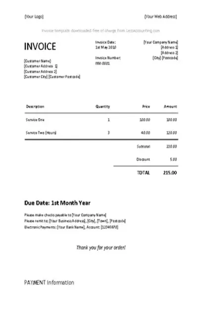 Microsoft Word Free Invoice Template Download