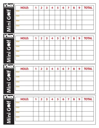 Mini Golf Scorecard