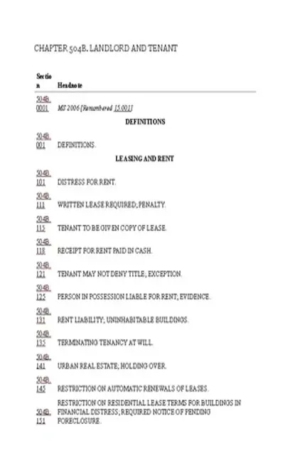 Minnesota Chapter 504B Landlord And Tenant