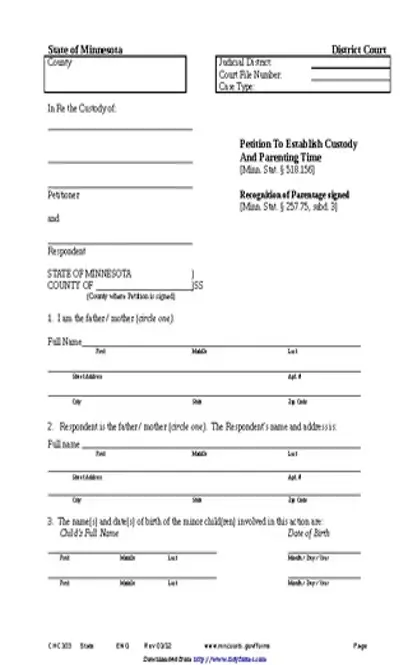 Minnesota Child Custody Form