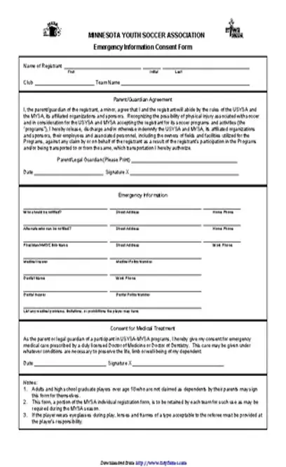 Minnesota Emergency Information Consent Form