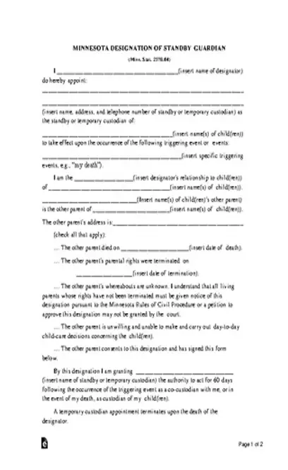 Minnesota Guardian Power Of Attorney Form