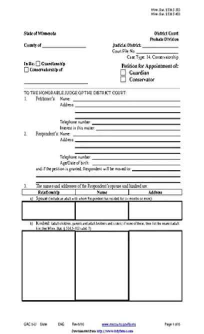 Minnesota Guardianship Form 2