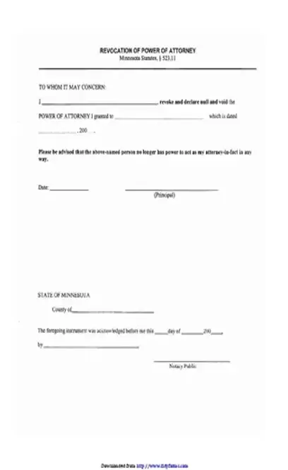 Minnesota Power Of Attorney Revocation Form