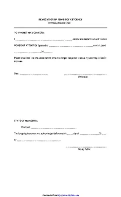 Minnesota Revocation Of Power Of Attorney Form