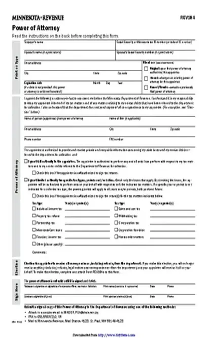 Minnesota Tax Power Of Attorney Form