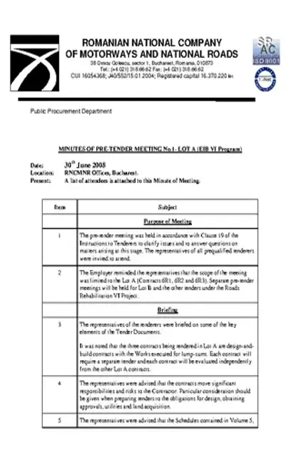 Minutes Of Consruction Pre Tender