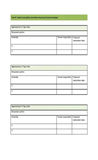 Minutes Of Health And Safety Meeting Template