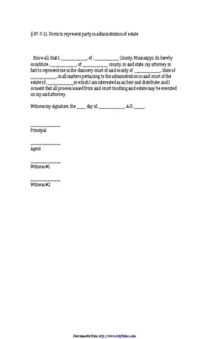 Mississippi Administration Of Estate Power Of Attorney Form