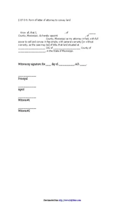 Mississippi Land Power Of Attorney Form