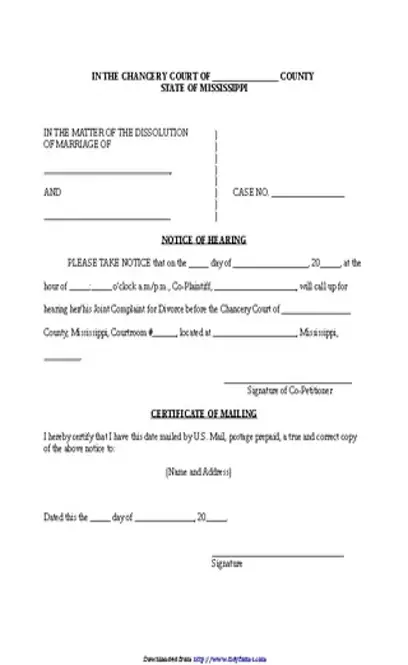 Mississippi Notice Of Hearing Form