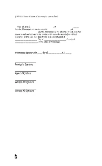 Mississippi Real Estate Power Of Attorney Form