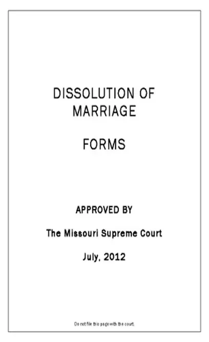 Missouri Dissolution Of Marriage Forms Package