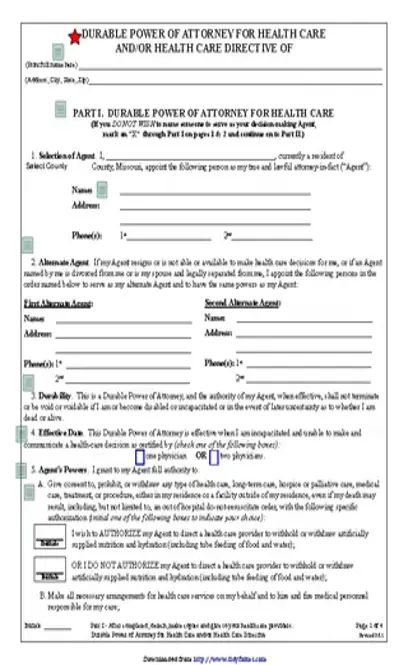 Missouri Health Care Power Of Attorney Form