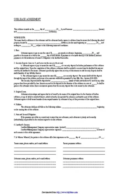 Missouri Sublease Agreement Form