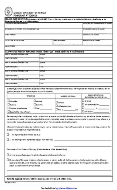 Missouri Tax Power Of Attorney Form