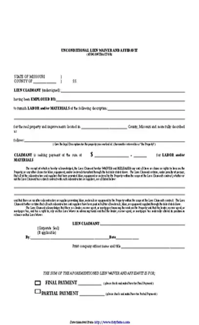 Missouri Unconditional Lien Waiver