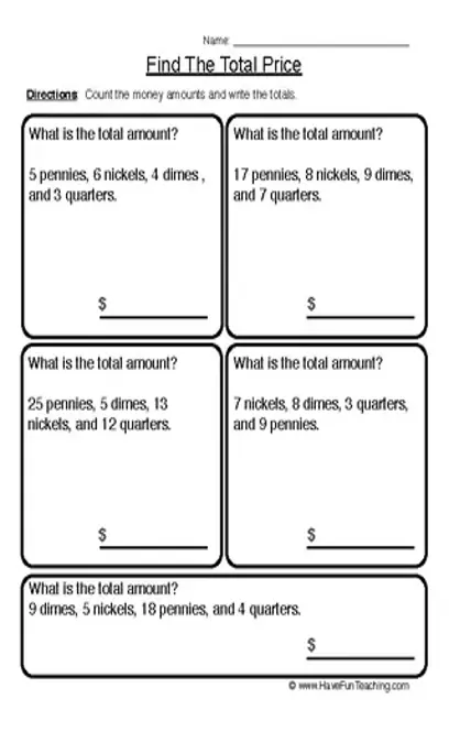 Money Math Worksheets 3Rd Grade