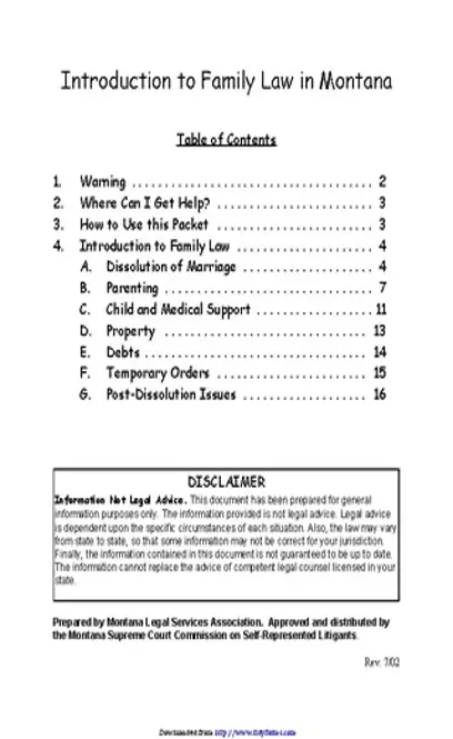 Montana Petition For Dissolution Of Marriage With Children Packet Form