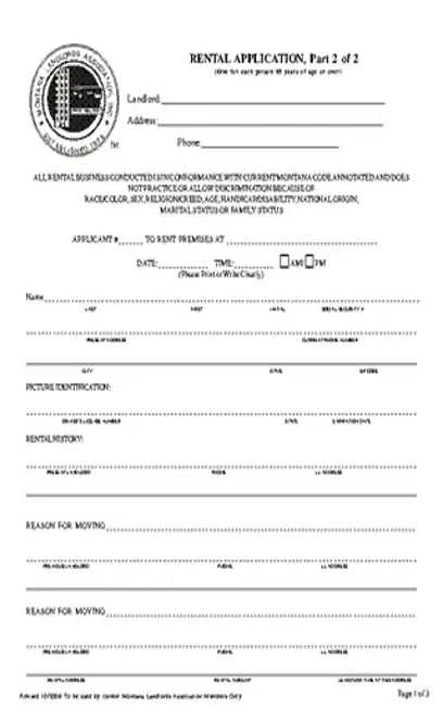 Montana Rental Application Form