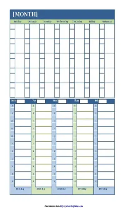 Monthly And Weekly Planning Calendar