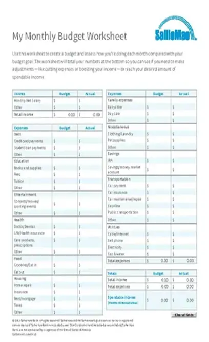 Monthly Budget Spreadsheet Template