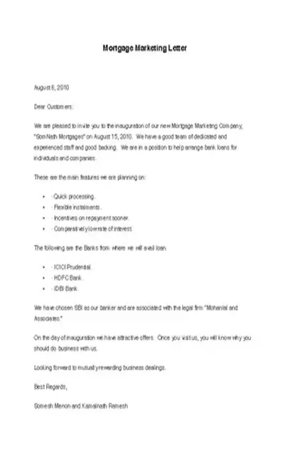 Mortgage Marketing Letter