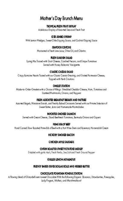 Mothers Day Brunch Menu