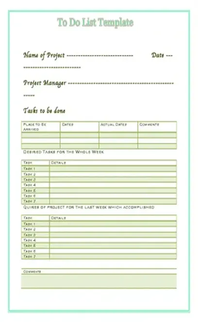 Multi Task To Do Priority List Template