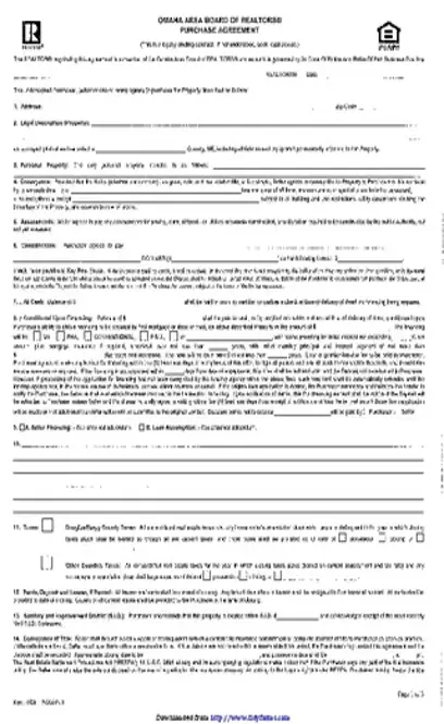 Nebraska Purchase Agreement Form