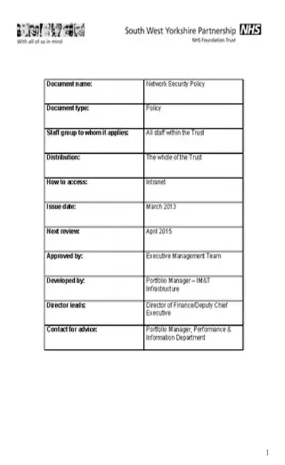 Network Security Policy Template