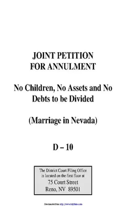 Nevada Joint Petition For Annulment Form