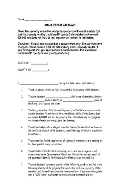 Nevada Small Estate Affidavit Form Up 45