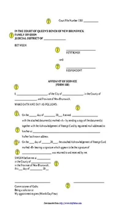 New Brunswick Affidavit Of Service Service By Registered Mail Form