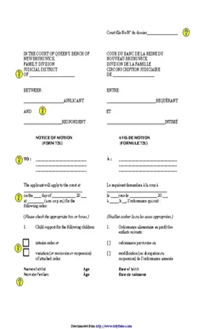 New Brunswick Notice Of Motion Form