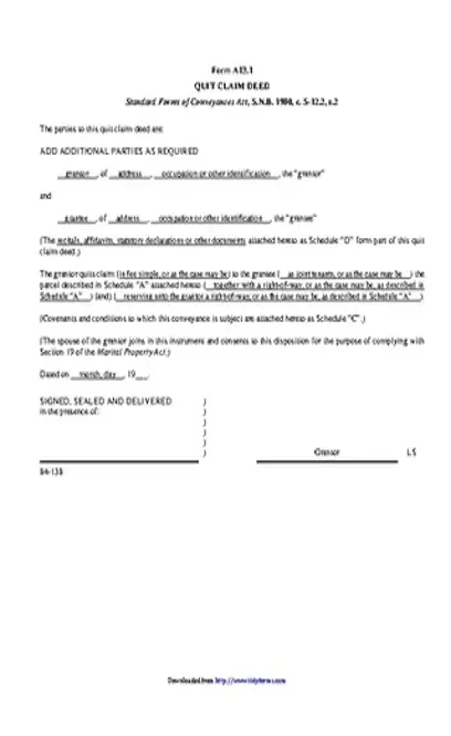 New Brunswick Quitclaim Deed Form